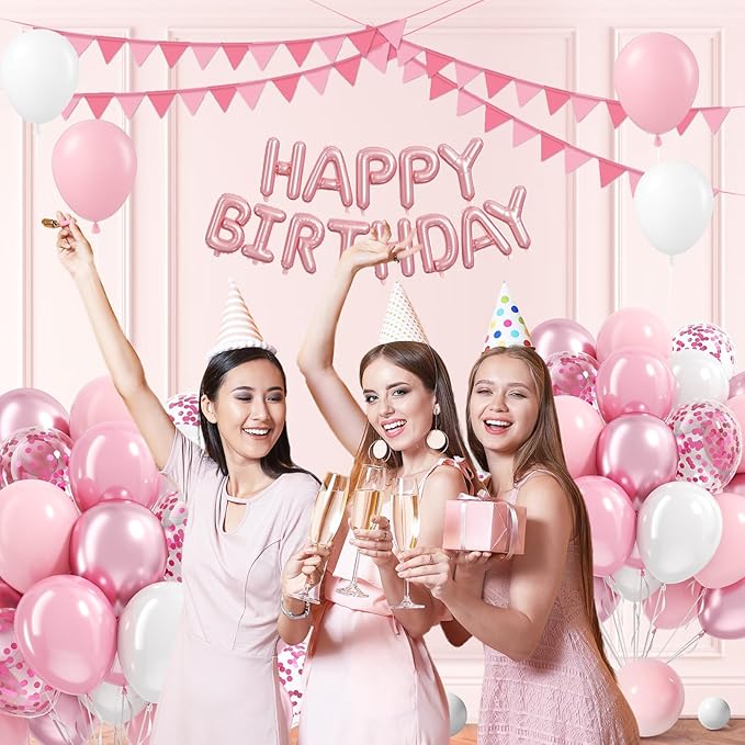 Light Pink and White Balloons, 60pcs 12inch Pearl Light Baby Pink Confetti White Balloons for Wedding Bridal Shower Baby Shower Pink Birthday Decorations