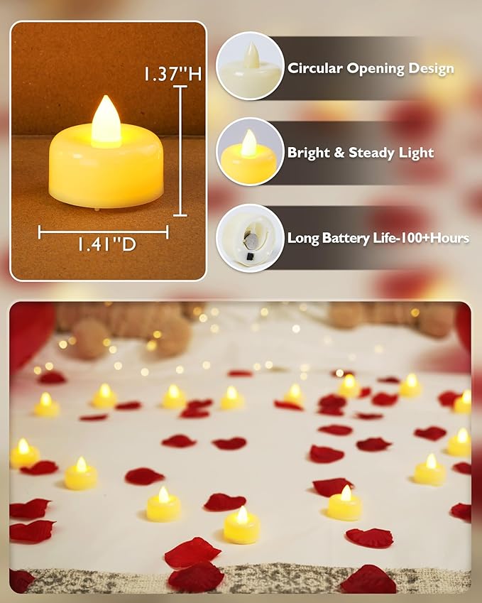 Raycare 24Pack Flameless Candles, Battery Operated LED Tea Lights, Long Lasting Fake Candles, Electric Candles for Wedding, Holiday Party, Centerpieces, Home Decor, Halloween, Christmas