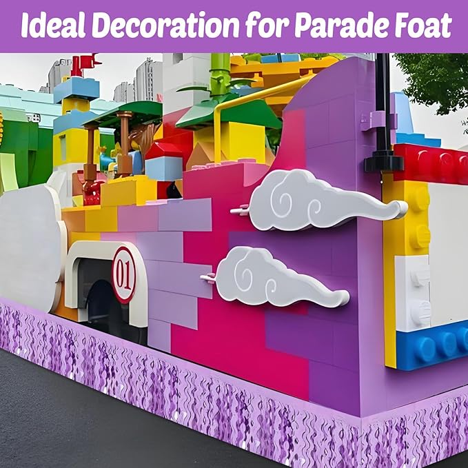 6 Pack 10 Feet Light Purple Wave Foil Fringe Garland Metallic Tinsel Streamers Banner Wall Hanging Curtain Backdrop for Parade Floats, Mother's Day, Easter, Wedding, Birthday Party Decoration