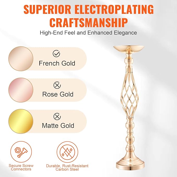 VEVOR Metal Wedding Centerpiece Gold,Candlestick,20PCS 58cm/22.83”