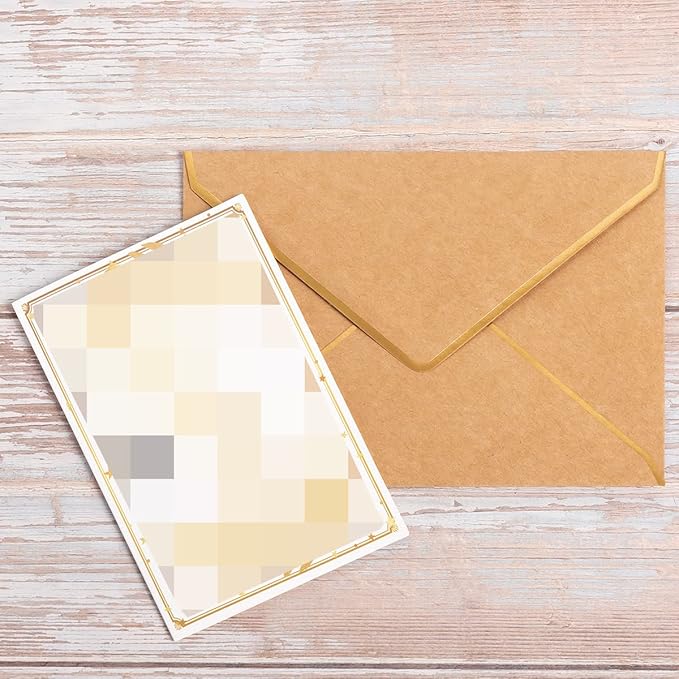 100 Pack A7 Envelopes 5 x 7 Card Envelopes V Flap with Gold Border for Office, Wedding Gift Cards, Invitations, Graduation, Baby Shower, Parties (Kraft Brown, 5.32 x 7.28 Inches)
