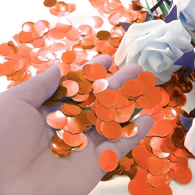 Orange Metallic Foil Confetti 8000 Pcs Shiny Round Table Confetti for Fill Balloon Wedding Graduation Party Decorations,60g of pack