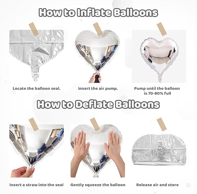 Silver Heart Balloons, Heart Shaped Ballons, 20 Pcs 5/10/18 inch Silver Foil Love Balloons for Valentine's Day Decorations Wedding Engagement Bridal Showers Anniversary Celebrations