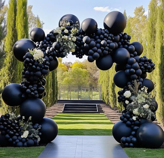 Double Stuffed Matte Black Balloons Different Sizes Latex Premium Black Balloon Arch Garland Kit for Birthday Graduation Wedding Baby Shower Halloween Party Decor