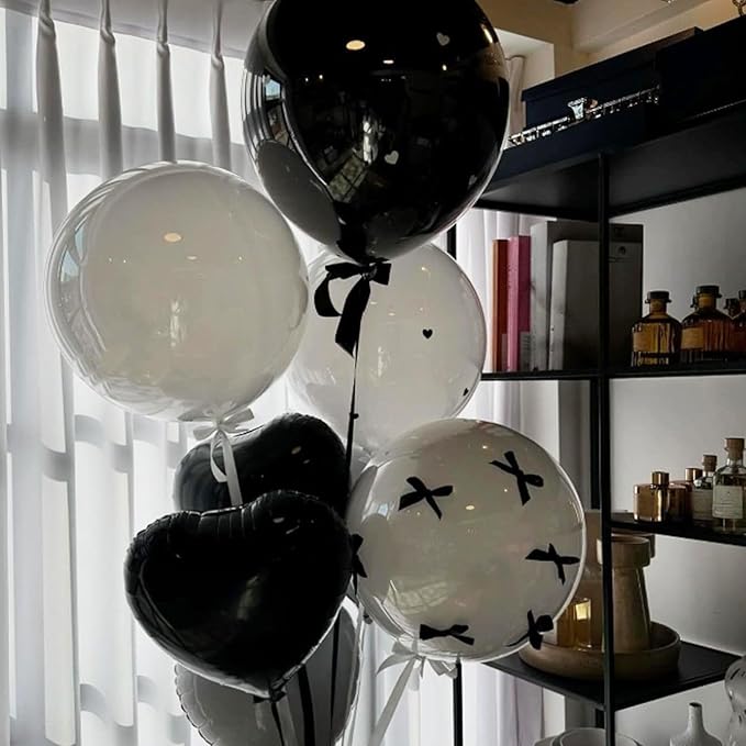 Black Heart Balloons,12Pcs 18 Inch Black Foil Love Heart Shaped Balloons for Valentines Day Birthday Party Wedding Engagement Anniversary Celebration Baby Shower Decorations