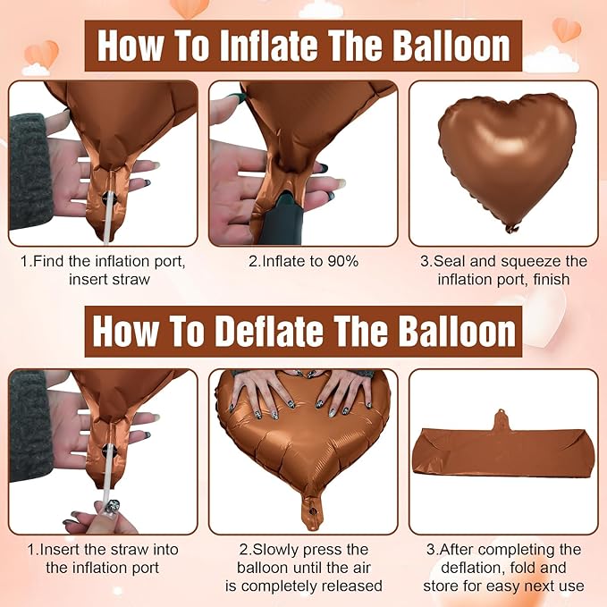 Sand White Brown Heart Balloons,10Pcs Apricot Beige Foil Heart Shaped Balloons,18Inch Boho Cream Nude Neutral Helium Balloon for Valentines Engagement Birthday Baby Shower Wedding Party Decorations