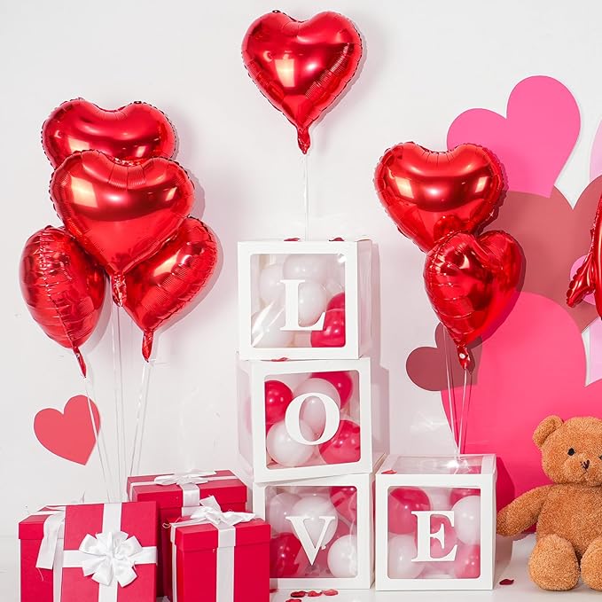 Red Heart Balloons,12Pcs Heart Shaped Foil Balloons,18Inch Red Love Helium Polyester Film Balloon for Valentine's Day Anniversary Birthday Anniversary Wedding Party Decorations