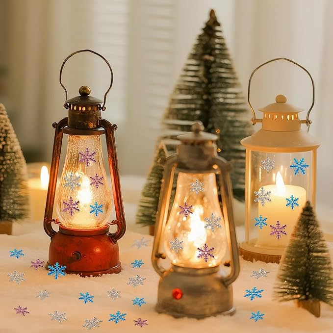 Christmas Snowflake Confetti Decorations,1200Pcs Purple Blue Silver Confetti Snow Party Pack for Christmas Winter Wonderland Table Centerpieces Wedding Birthday Baby Shower DIY Projects Decorations