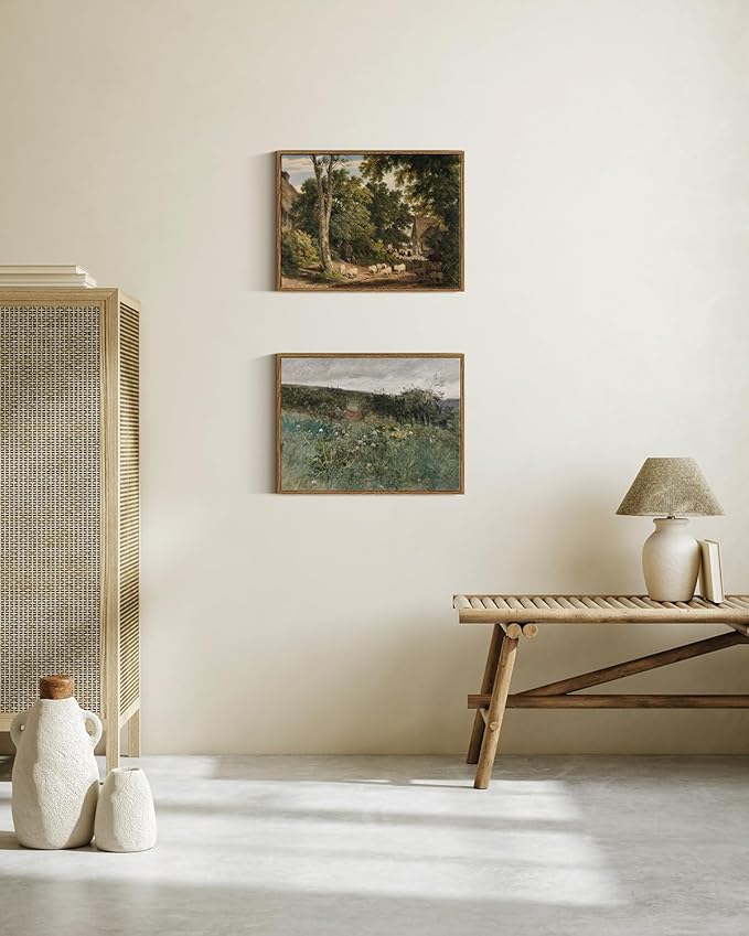 InSimSea Framed Canvas Wall Art Vintage Decor, Rustic Classical Paintings for Wall Decorations, Country Art Prints for Room Home Kitchen Farmhouse Bathroom Decor, 12"x16"