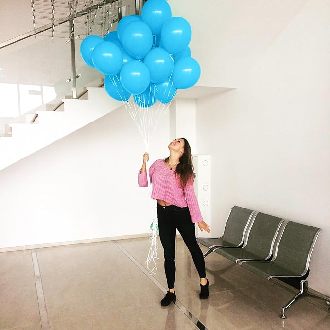 Blue Balloons 12 Inch, 50Pcs Sky Blue Balloon Light Blue Latex Balloons Matte Baby Pastel Blue Helium Party Balloons for Birthday Wedding Baby Shower Gender Reveal Graduation Party Decorations