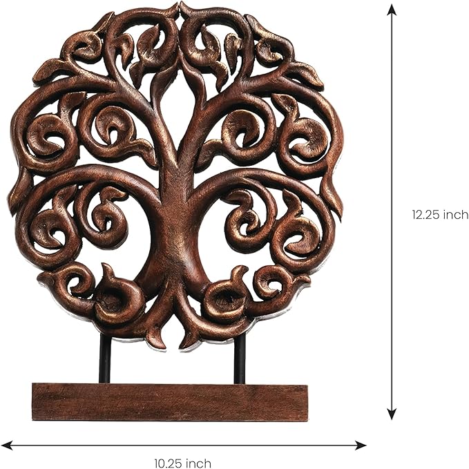 Decozen Solid Wood Tree Sculpture - Christmas Decorations, Home Decor, Living Room, Boho, Coffee Table, Centerpiece Table Decorations, Mantle, Dining Table Centerpiece, Bathroom Shelf, Farmhouse