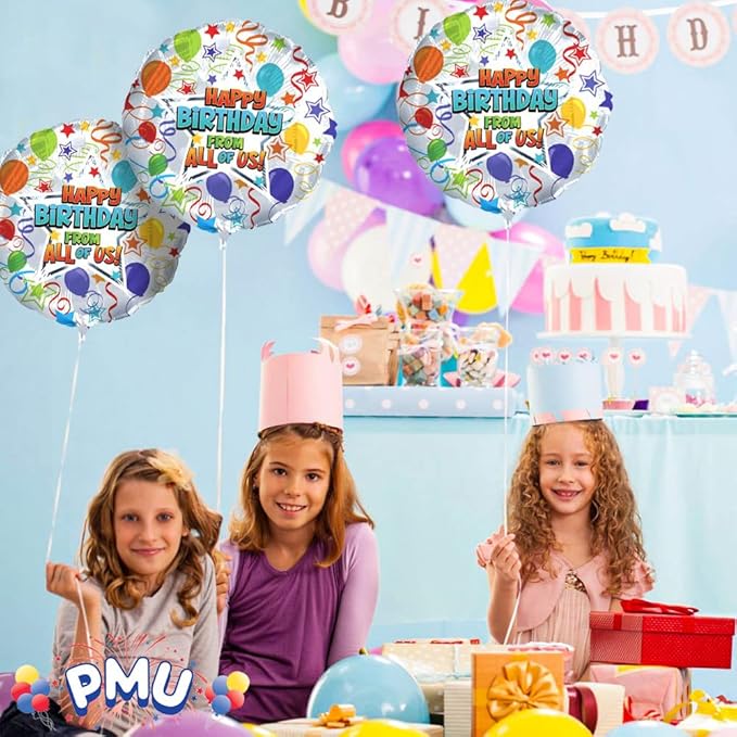 PMU Happy Birthday from All of Us 18 Inch Mylar-Foil Balloon Pkg/5