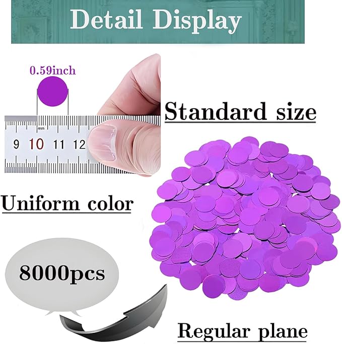 Purple Metallic Foil Confetti 8000 Pcs Shiny Round Table Confetti for Fill Balloon Wedding Graduation Party Decorations,60g of pack