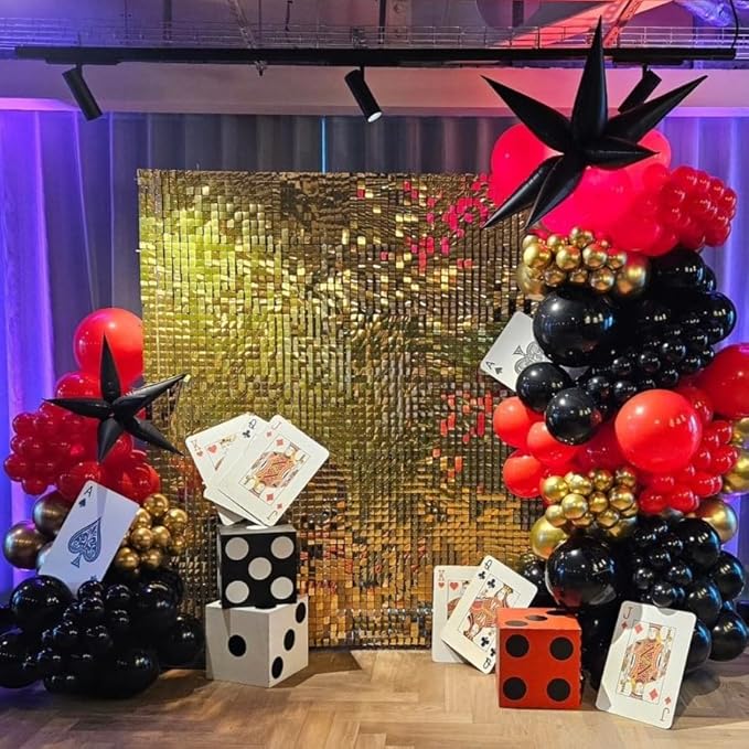 Red Black and Gold Balloons, 60Pcs 12 Inch Red and Black Gold Party Balloons Casino Theme Party Decoration for Graduation New Year Casino Movies Night Festival Birthday Party Decorations