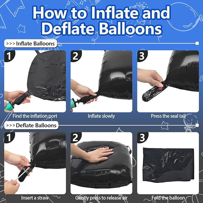 NISOCY 25PCS Black and Blue Square Foil Balloons Wall Backdrop Double Sided Black and Dark Blue Balloons Arch Kit for Birthday Graduation Retirement Anniversary Baby Shower Party Decorations