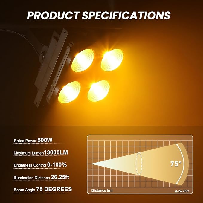 Betopper 4x100w Blinder Stage Spotlight,Cob Led DMX Satge Lights,4 Eye Matrix Par Lights'for Stage Lighting,Cold White+Amber Color Party Lighting'Dj Disco Light for Wedding Photostudio Theater,2S (2)