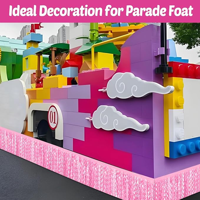 6 Pack 10 Feet Macaron Pink Wave Foil Fringe Garland Metallic Tinsel Streamers Banner Wall Hanging Curtain Backdrop for Parade Floats, Mother's Day, Easter, Wedding, Birthday Party Decoration