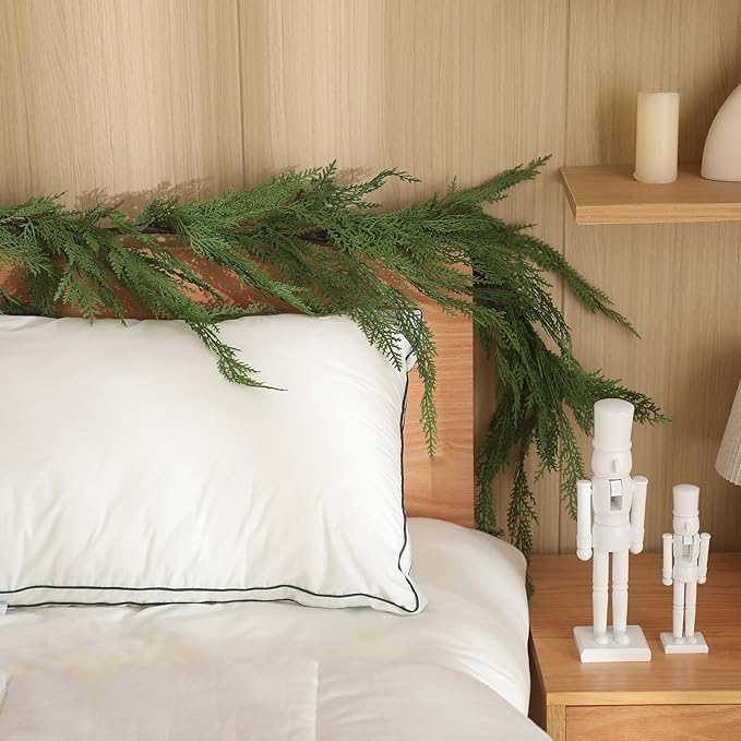 Jutom 1 Pcs 9 ft Christmas Cedar Garland - Artificial Realistic Faux Greenery Cedar Pine Garland for Home Fireplace, Door, Window, Indoor & Outdoor Christmas Party Decoration