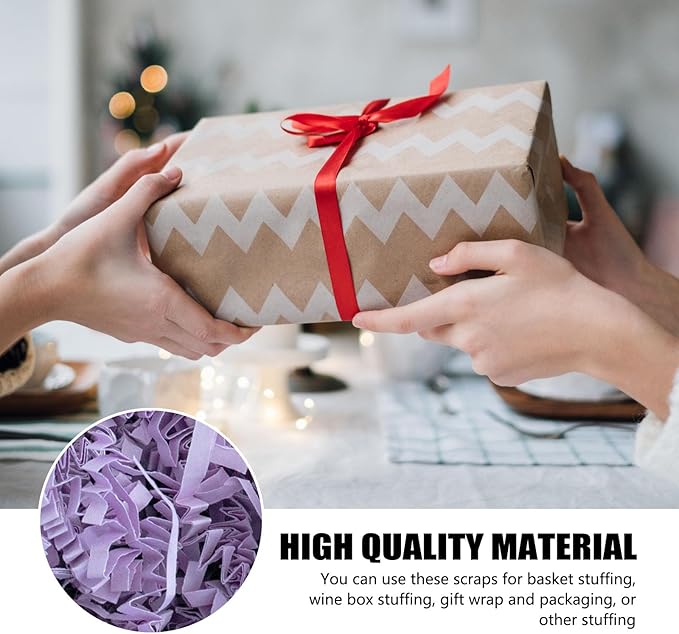 1 LB Light Purple Crinkle Cut Paper Shred Filler Great for Gift Wrapping, Basket Filling, Birthday, Wedding, Halloween, Thanksgiving, Christmas Day, New Year Party Decorations Filling Supplies