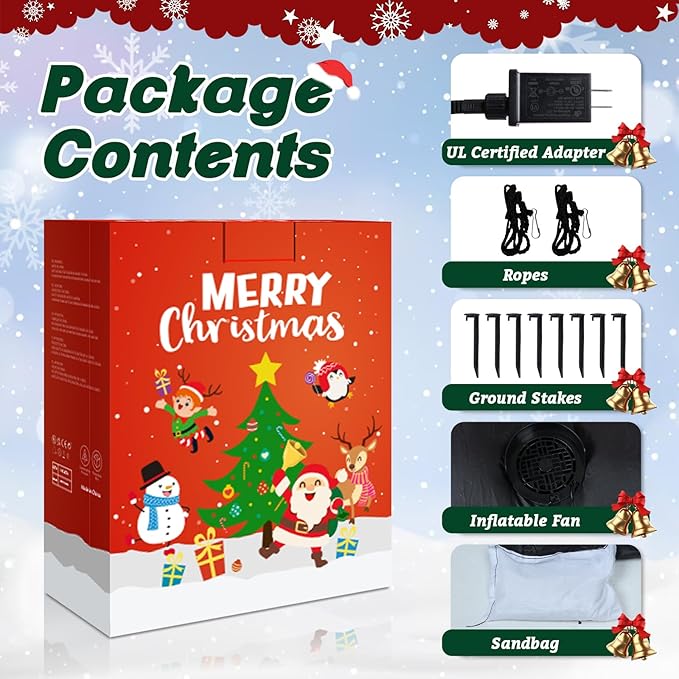 Taman 12 FT Christmas Inflatable Decorations, Santa Claus on Sleigh with Reindeer Propeller Built-in Bright LED Light Blow Up for Yard, Garden,Lawn Outdoor Holiday Yard Decorations