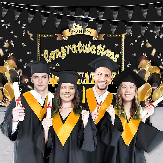 65FT Black Glitter Triangle Pennant Banner Flag Metallic Bunting Fabric Garland for Christmas Graduation Wedding Engagement Bachelorette Holiday Halloween Celebration Valentine's Party Supplies