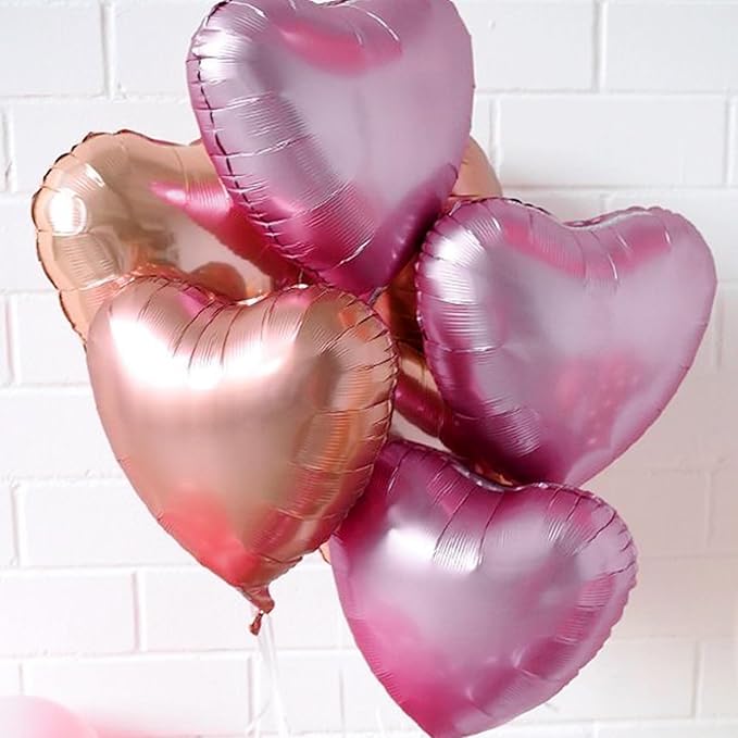 Rose Gold Pink Heart Balloons,12Pcs 18 Inch Pastel Pink Helium Foil Love Heart Shaped Balloons for Wedding Bridal Engagement Party Anniversary Birthday Baby Shower Valentines Day Decorations