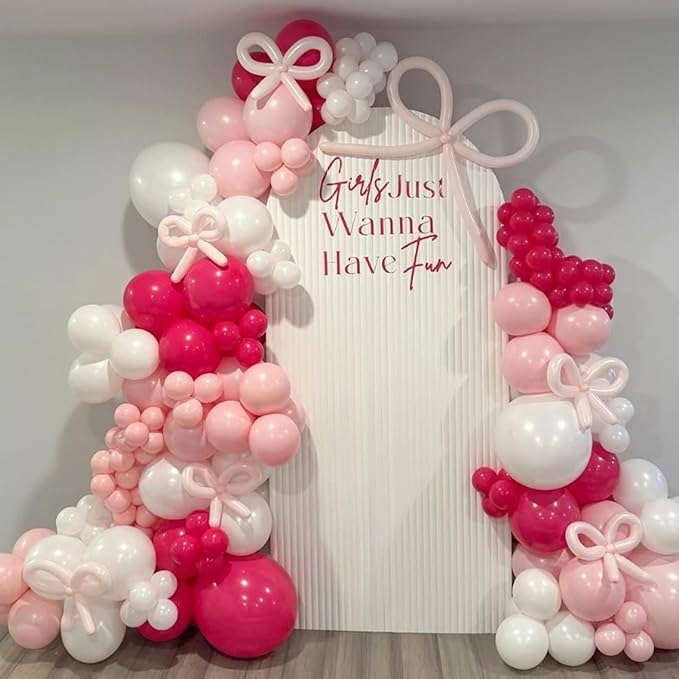 Pink and White Balloons, 60 PCS 12 Inch Hot Baby Pink Pearl White Latex Balloons for Valentines Day Girls Women Princess Birthday Party Baby Shower Bridal Shower Wedding Party Decorations