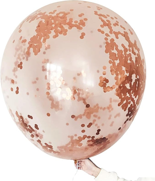 36 Inch Rose Gold Confetti Balloons,6 Pcs Jumbo Latex Rose Confetti Balloons for Bachelor Party/Wedding/Baby Shower/Birthday/New Years Eve Party Decoration Supplies