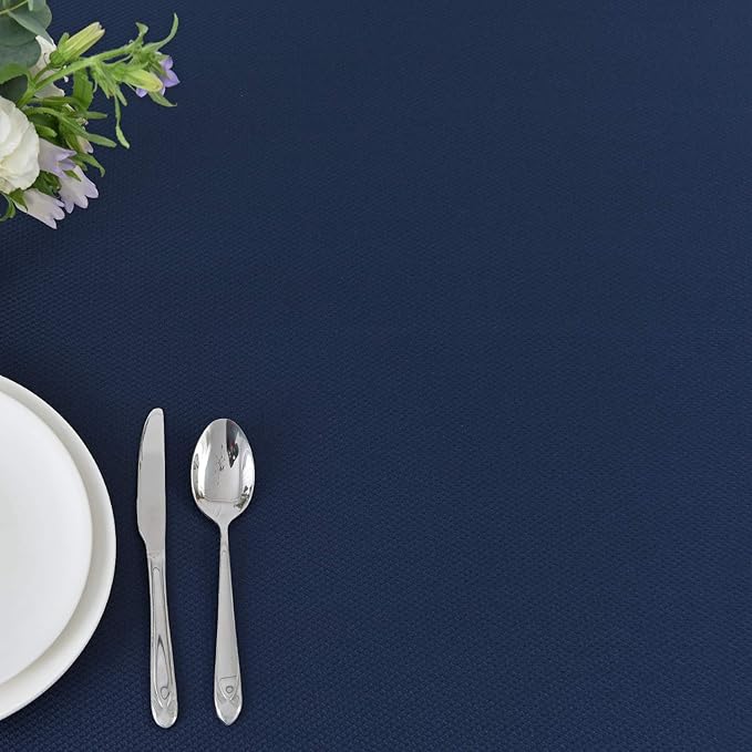 maxmill Round Textured Tablecloth Spill-Proof Wrinkle Free Soft Jacquard Table Cloth for Circular Table Cover, for Dining Room Buffet Banquet Parties Holiday Dinner, 70 Inch Navy Blue
