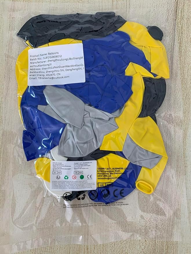 Balloons Blue Yellow and Black 60 Pcs, 12 Inch Dark Blue Yellow and Black Latex Balloons with Metallic Silver Balloons for Boys Police Robots Bat Hero Birthday Graduation Halloween Party Decorations