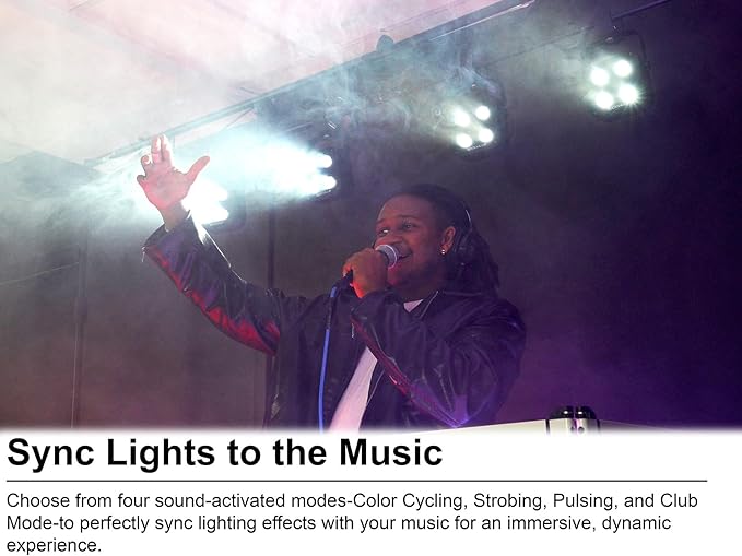 Rockville MINI RF4 V2 Black LED Wash Up Light, RGBWA+UV, Compact, App, Remote Control, LCD, Wireless DMX, Rechargeable, Perfect for DJ/Party Lighting