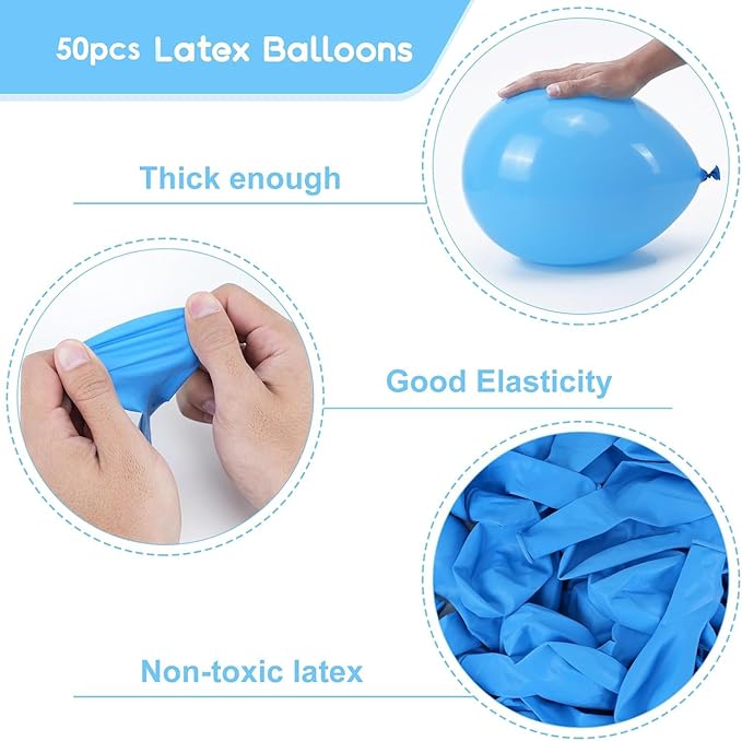 Blue Balloons 50 pcs 12 Inch Pastel Blue Latex Balloons for Wedding Bridal Engagement Baby Shower Gender Reveal Easter Anniversary Birthday Christmas Party Decorations
