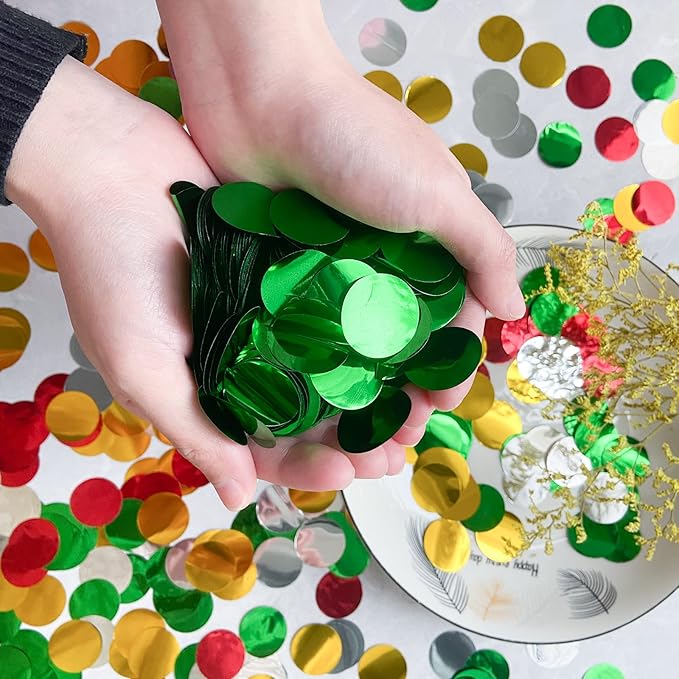 Green Confetti 5000 Pieces 1 Inch Table Confetti Glitter Dots for Wedding Baby Shower Birthday Party Table Decorations(1.76 OZ)