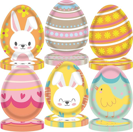 48Pcs Easter Supplies for 48 Guests - Easter Disposable Paper Plates Bunny for Kids Baby Shower Spring Table dinnerware Decorations