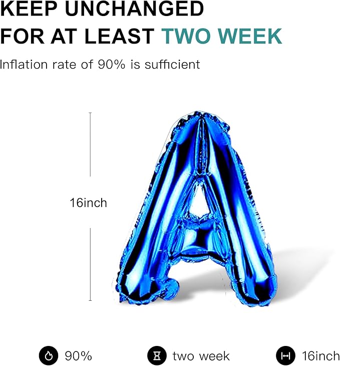 58 PCS Letter Balloons Alphabet Letters 2 Sets A- Z & 1 Sets AEIOU 16 - Inch Mylar Foil Balloons Set for Wedding/Birthdays/Annivs/Grads party Decoration Banner Custom Phrase（blue）
