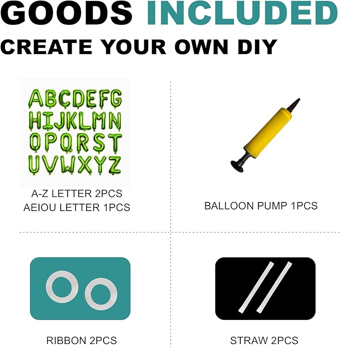 58 PCS Letter Balloons Alphabet Letters 2 Sets A- Z & 1 Sets AEIOU 16 - Inch Mylar Foil Balloons Set for Wedding/Birthdays/Annivs/Grads party Decoration Banner Custom Phrase (green)