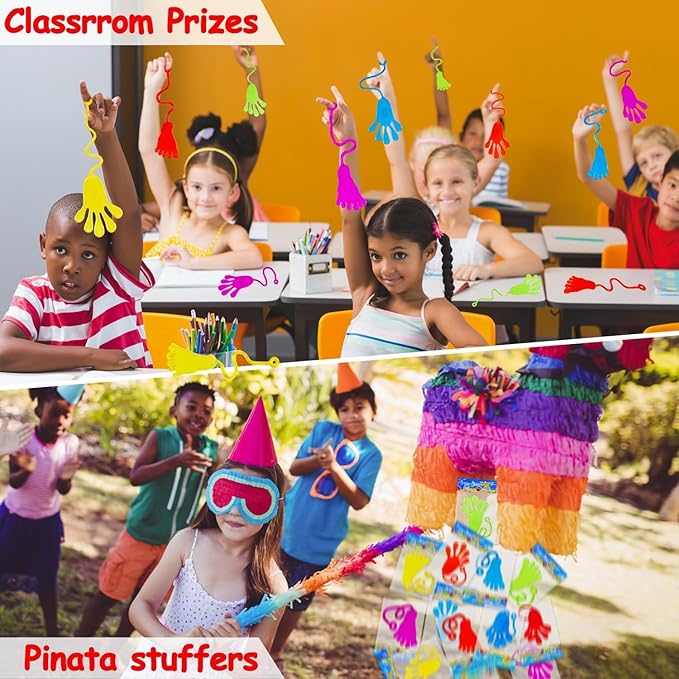 48pcs Sticky Hands Feet for Kid Easter Egg Filler Party Favor Goodie Bag Stuffer Treasure Box Toy Class Prize Student Return Gift Bag Easter Basket Stuffer Bulk Toy Pinata Filler Slap Hand Supplies