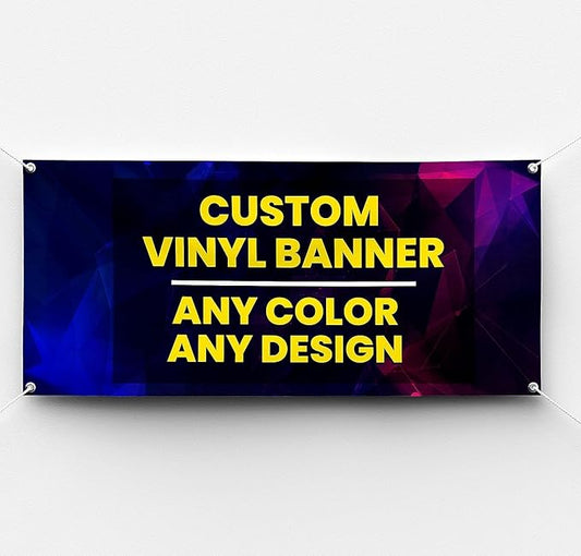 Personalized Custom Vinyl Banner Printing Indoor or Outdoor use Printed Business Event Birthday Party Large Custom Vinyl banner for Party Decoration Factory of Stickers (6'x10')