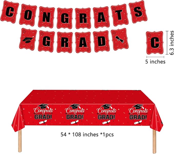 126PCS Graduation Party Decorations of Class 2025 - Including Disposable Paper Plates, Congratulation Banner, Tablecloth, Cups & Napkins for graduation party Supplies