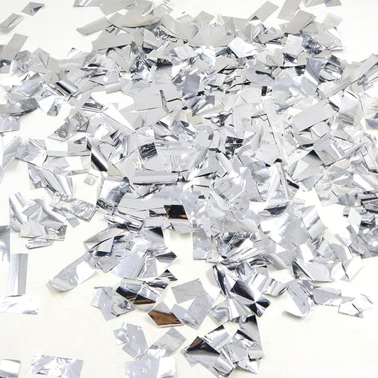 250Grams Rectangle Silver Metallic Confetti, Large Glitter Throwing Metallic Foil Confetti, Table Scatter Confetti Decorations for Wedding, Graduation Party, Birthday, Silver