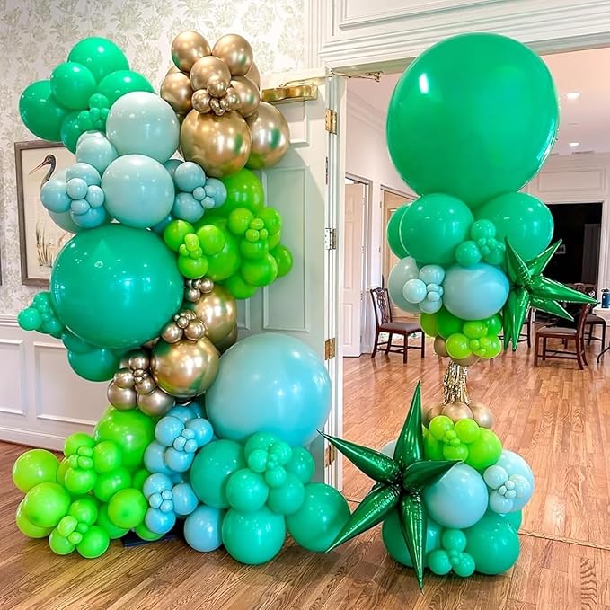 Green and Gold Balloons, 60 pcs 12 inch Different Shades Green and Metallic Gold Balloons, Helium Latex Balloon Set for Jungle Safari Birthday, Graduation, Wedding, St. Patrick’s Day Party Decoration