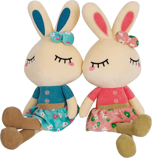 Set of 2 Easter Bunny Plush for Kids, 18.3" Easter Stuffed Animal, Big Rabbit Toys Cute Birthday Gifts for Boy Girl, Pink & Blue