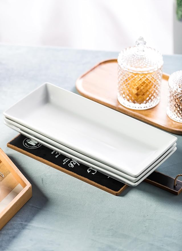 LYEOBOH 3 Tier Serving Stand and Platters Set Large Tiered Serving Platters with Collapsible Sturdier Rack 14 Inches Tiered Serving Tray for Appetizer Fruit, Dessert and Cupcake, White