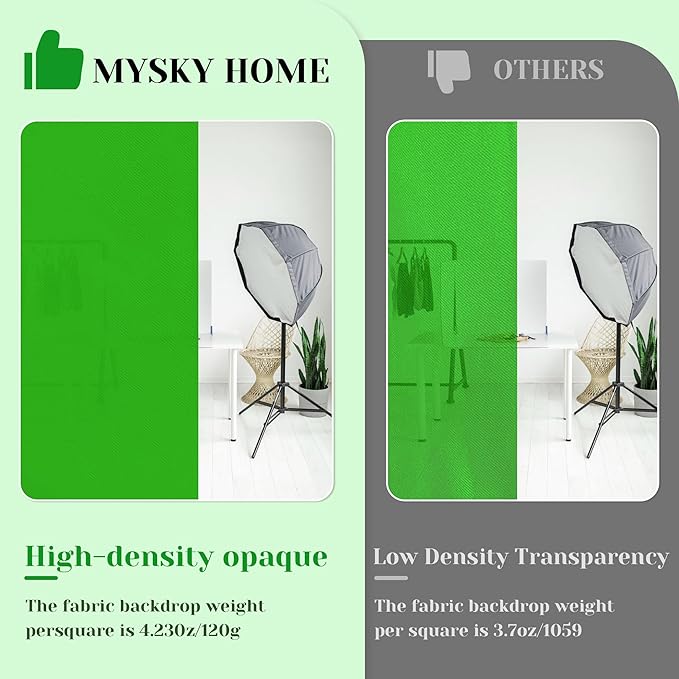 10ft x 8ft Green Screen Backdrop for Photography, High Density Backdrop Curtains, Backdrops for Photoshoot for Photography, Video Calls, Streaming, Gaming, Greenscreen Background, 5ft x 8ft, 2 Panels