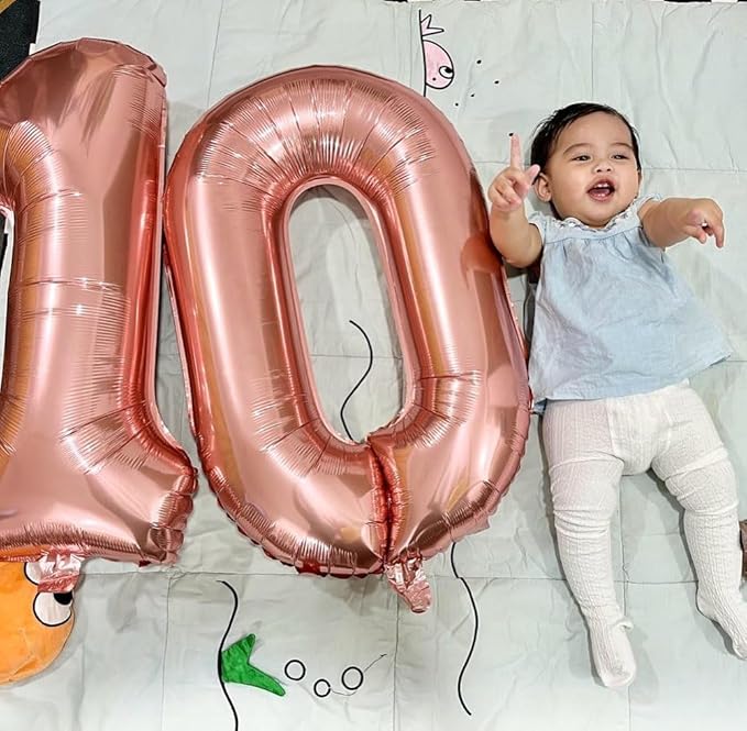 10 Balloon Number, Rose Gold Number 10th Birthday Balloons 40 Inch, 10 Years Old Rose Gold Birthday Decorations for Boys Girls, 10th Anniversary Decorations