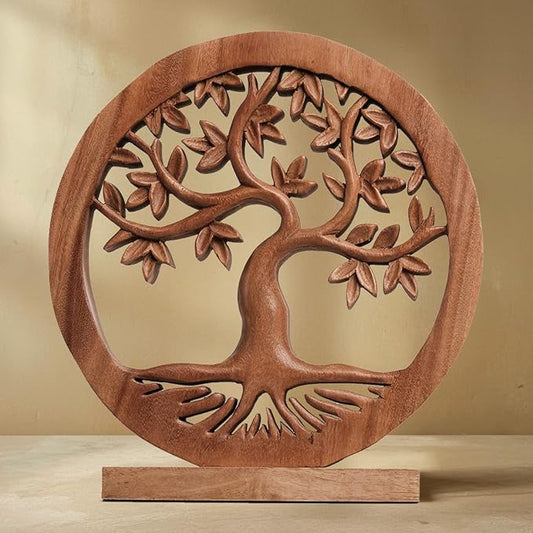 Decozen Solid Wood Tree Sculpture - Christmas Decor, Home Decor, Living Room, Boho, Coffee Table, Centerpiece Table Decorations, Mantle, Dining Table Centerpiece, Bathroom Shelf, Farmhouse