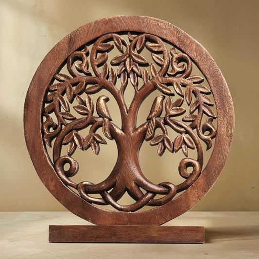 Decozen Solid Wood Tree of Life Sculpture - Christmas Decor, Home Decor, Living Room, Boho, Coffee Table, Centerpiece Table Decorations, Mantle, Dining Table Centerpiece, Bathroom Shelf, Farmhouse