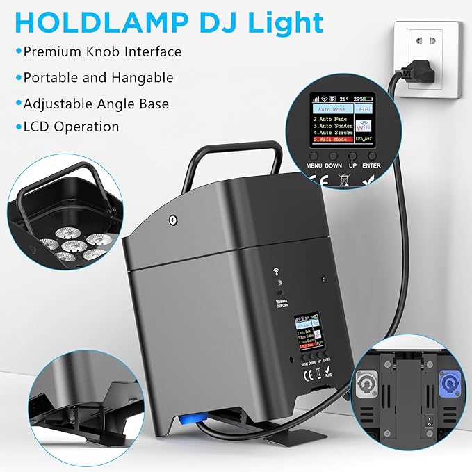 Battery Powered Uplights Rechargeable Par Can 6x18W RGBWA+UV LED Uplight 9600 mAh APP/Remote/DMX512 Control Stage Lights Uplighting Indoor for Wedding DJ Church Christmas Dance