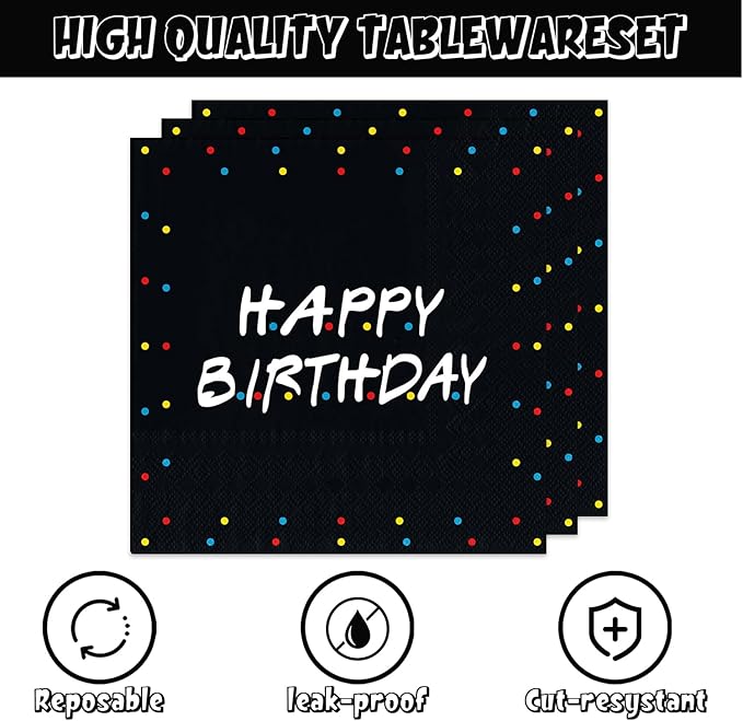 40Pcs Friend Birthday Party Decorations,I'll Be There For You Plates and Napkins Party Supplies Set for 20 Guests