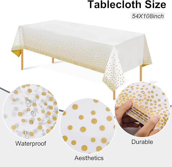 Festiva 176Pcs White and Gold Plastic Plates - White with Gold Rim Fall Dinnerware Set - 25Guest include Plates Cups Cutlery Napkins for Fall Party&Wedding& New Year&Thanksgiving